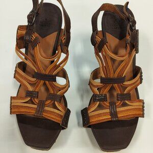 Lucky Brand Lollyi Woven Leather Strappy Heeled Sandals